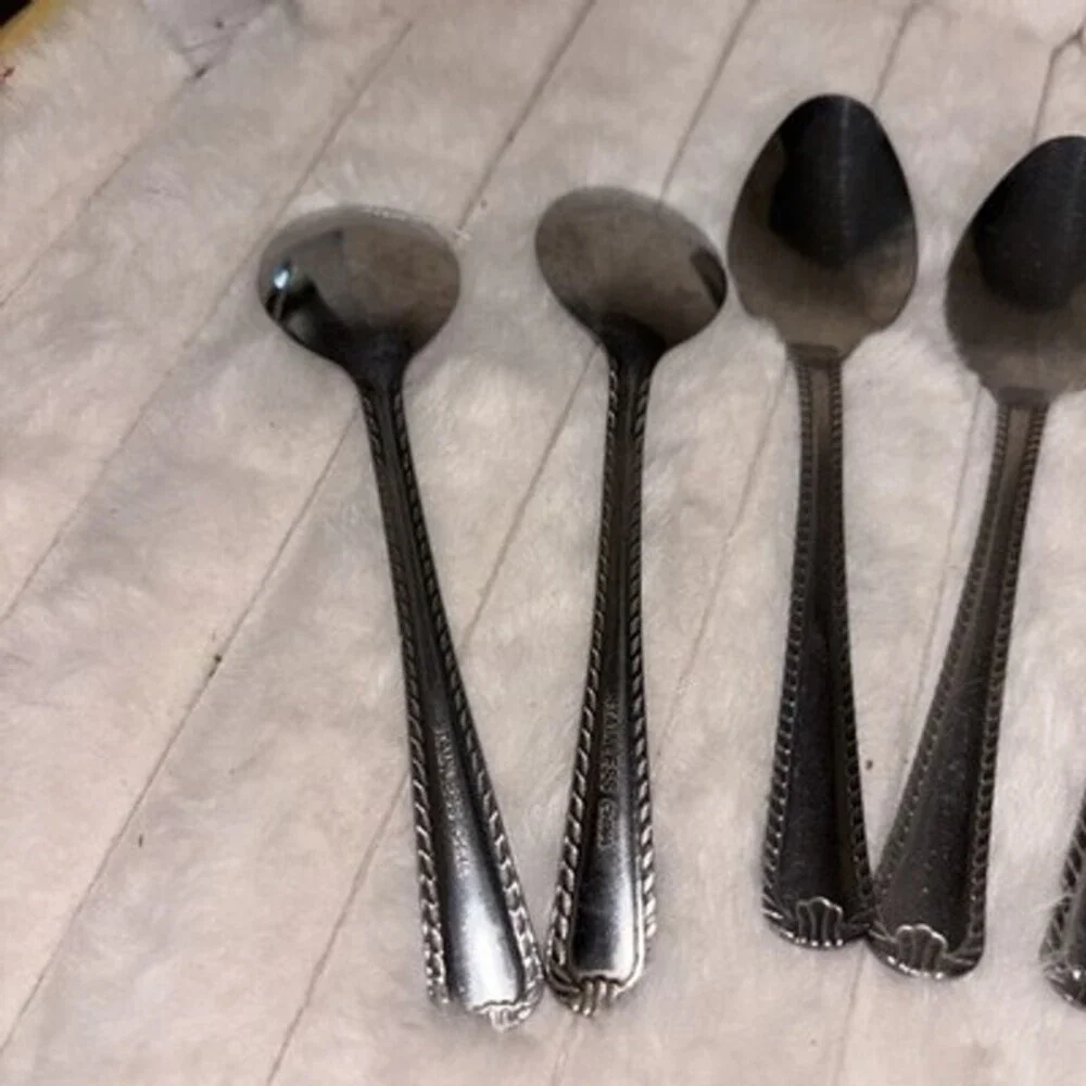Unbranded Braided Rope Edge Stainless China Place Soup Spoons Lot of 10